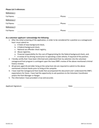 DNR Form 542-0221 Campground Host Application Form - Iowa, Page 2