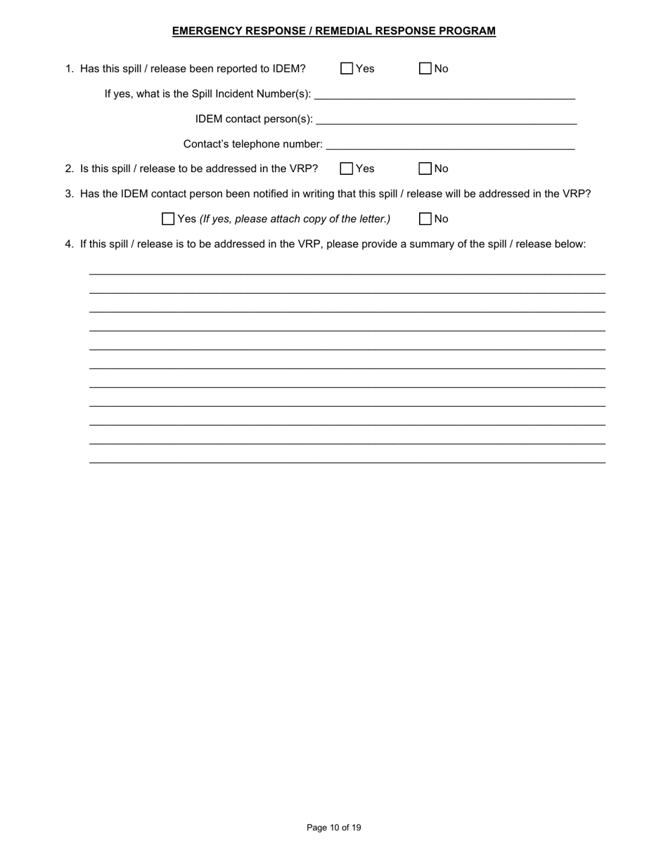 State Form 47271 Voluntary Remediation Program Application - Indiana, Page 10