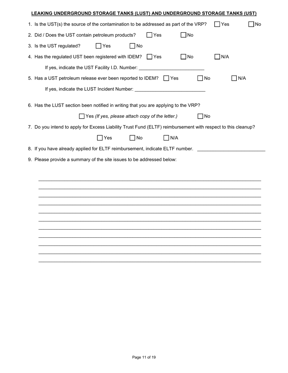 State Form 47271 Voluntary Remediation Program Application - Indiana, Page 11