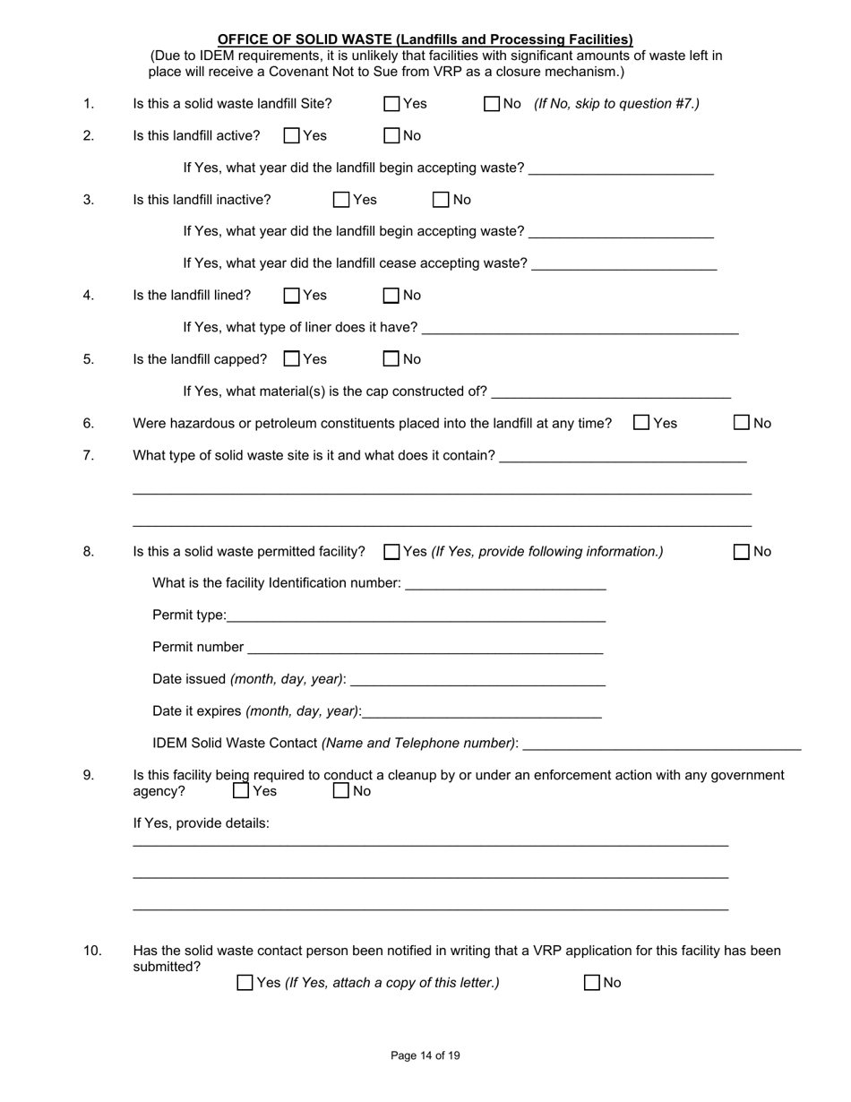 State Form 47271 Voluntary Remediation Program Application - Indiana, Page 14