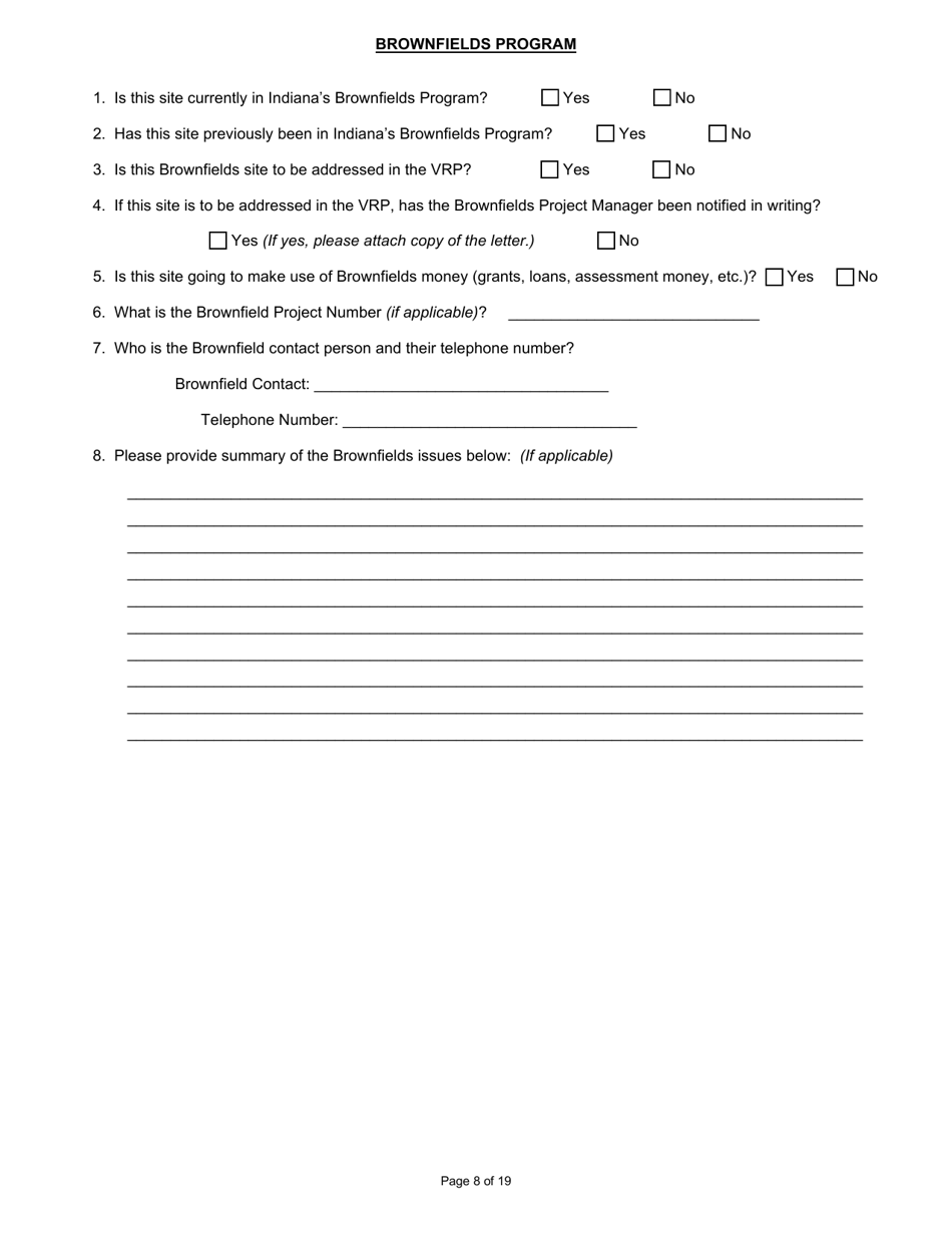 State Form 47271 Voluntary Remediation Program Application - Indiana, Page 8