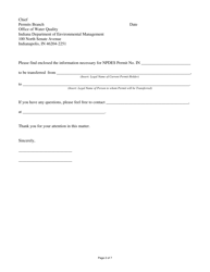 State Form 53920 Late Notification of Transfers of Ownership Request for Npdes Permit - Indiana, Page 2