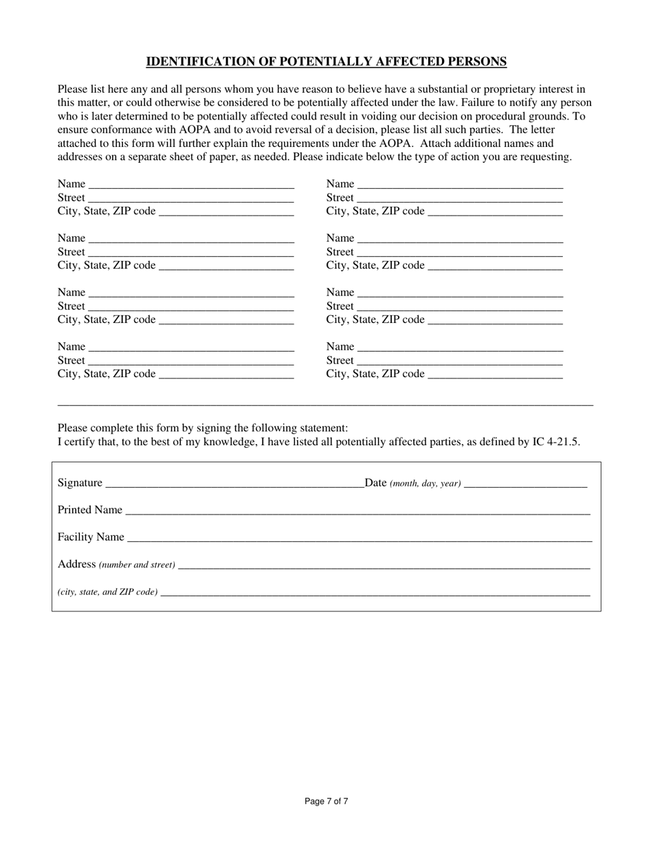 State Form 53920 Late Notification of Transfers of Ownership Request for Npdes Permit - Indiana, Page 7