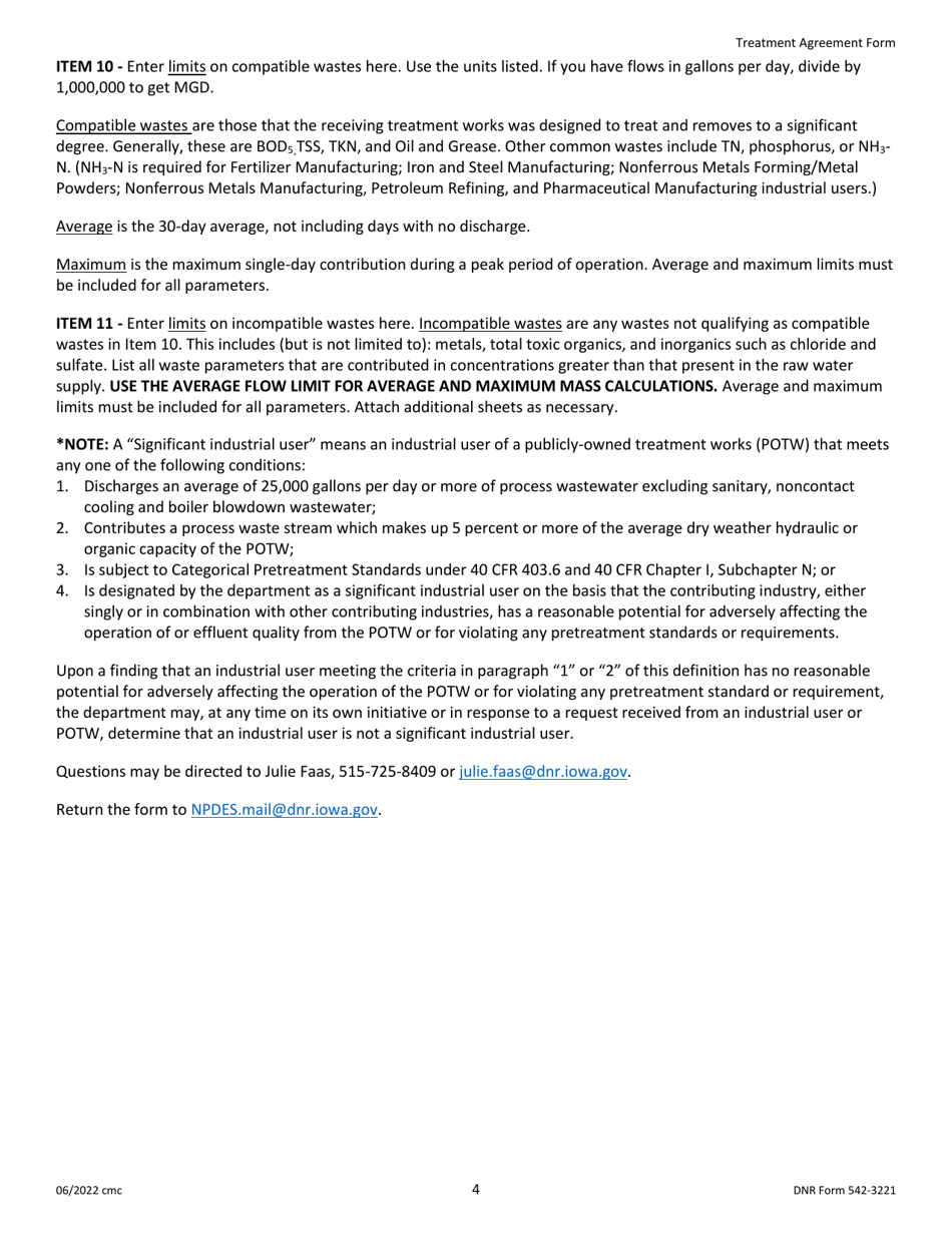 DNR Form 542-3221 Treatment Agreement Form - Iowa, Page 4
