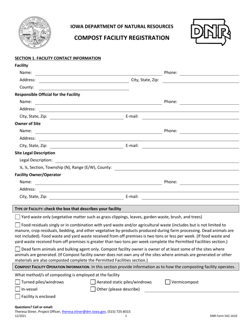 DNR Form 542-1610  Printable Pdf