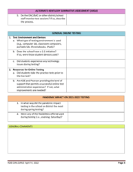 Kentucky Summative Assessments (Ksa) and Alternate Kentucky Summative Assessments (Aksa) Site Visit Survey Questions - Kentucky, Page 5