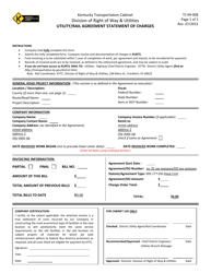 Form TC69-008 Utility/Rail Agreement Statement of Charges - Kentucky
