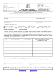 Document preview: Form AOC-SJ-13 Extrajudicial Activities - Public Report of Reimbursement - Kentucky