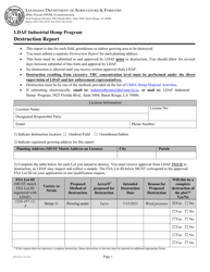Form AES-28-21 Destruction Report - Ldaf Industrial Hemp Program - Louisiana