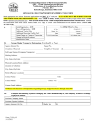 Document preview: Form 7159 Sewage Sludge Transporter Notification Form - Louisiana