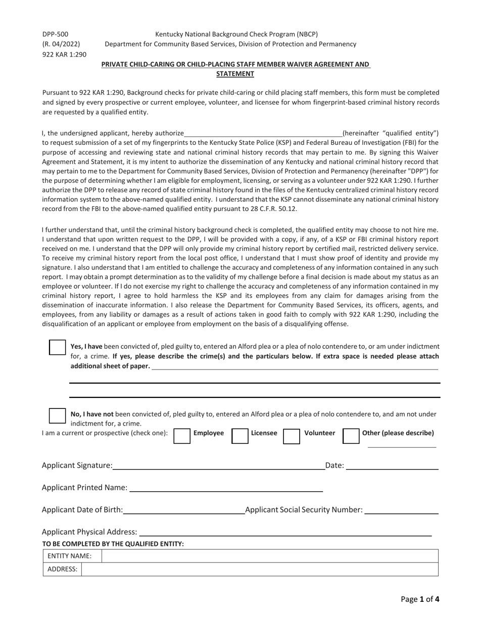 Form DPP-500 - Fill Out, Sign Online and Download Printable PDF ...