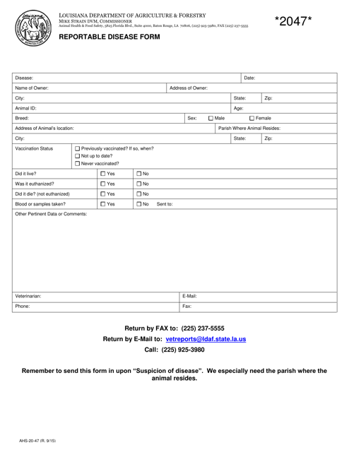 Form AHS-20-47  Printable Pdf