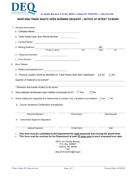 Montana Trade Waste Open Burning Permit Application - Montana, Page 3