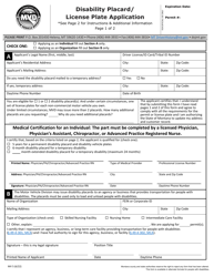 Form MV5 &quot;Disability Placard/License Plate Application&quot; - Montana
