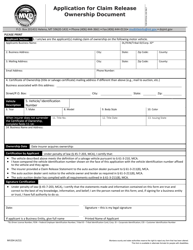 Document preview: Form MV204 Application for Claim Release Ownership Document - Montana