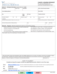 Form IM-86 Cancel Hearing Request - Missouri