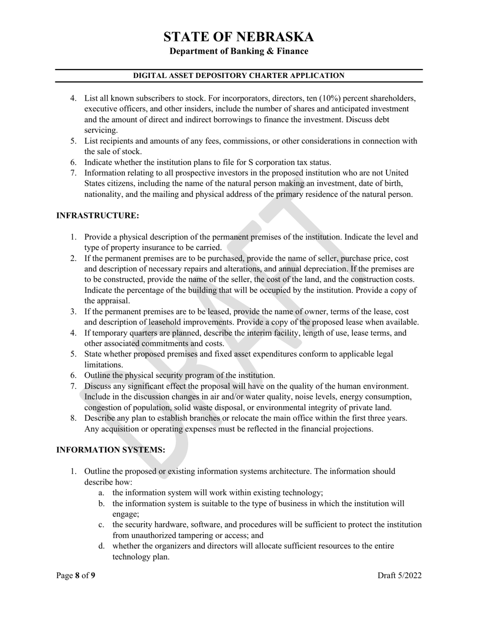 Digital Asset Depository Charter Application - Draft - Nebraska, Page 8