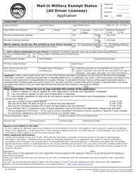 Form 34-1303 Mail-In Military Exempt Status (All Driver Licenses) Application - Montana, Page 2