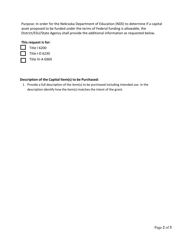 Request Approval Form for Capital Assets Non-construction Project Using Federal Allocations - Nebraska, Page 2