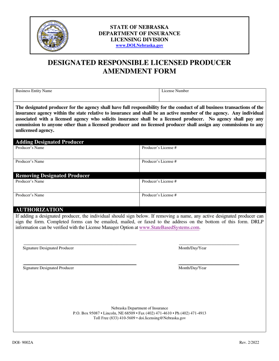 Form DOI9002A Download Fillable PDF or Fill Online Designated