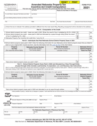 Form PTCX Amended Nebraska Property Tax Incentive Act Credit Computation - Nebraska
