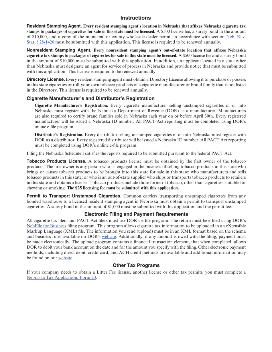 Form 20CT Nebraska Cigarette and Tobacco Products License and Registration Application - Nebraska, Page 3