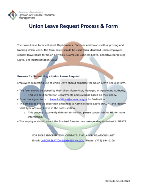 Union Leave Request Form - Nevada