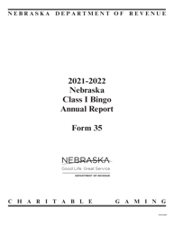 Form 35 Nebraska Class I Bingo Annual Report - Nebraska, 2022