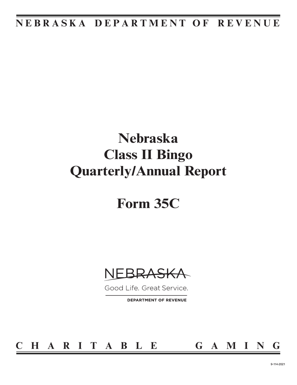 Form 35C Nebraska Class II Bingo Quarterly / Annual Report - Nebraska, Page 1