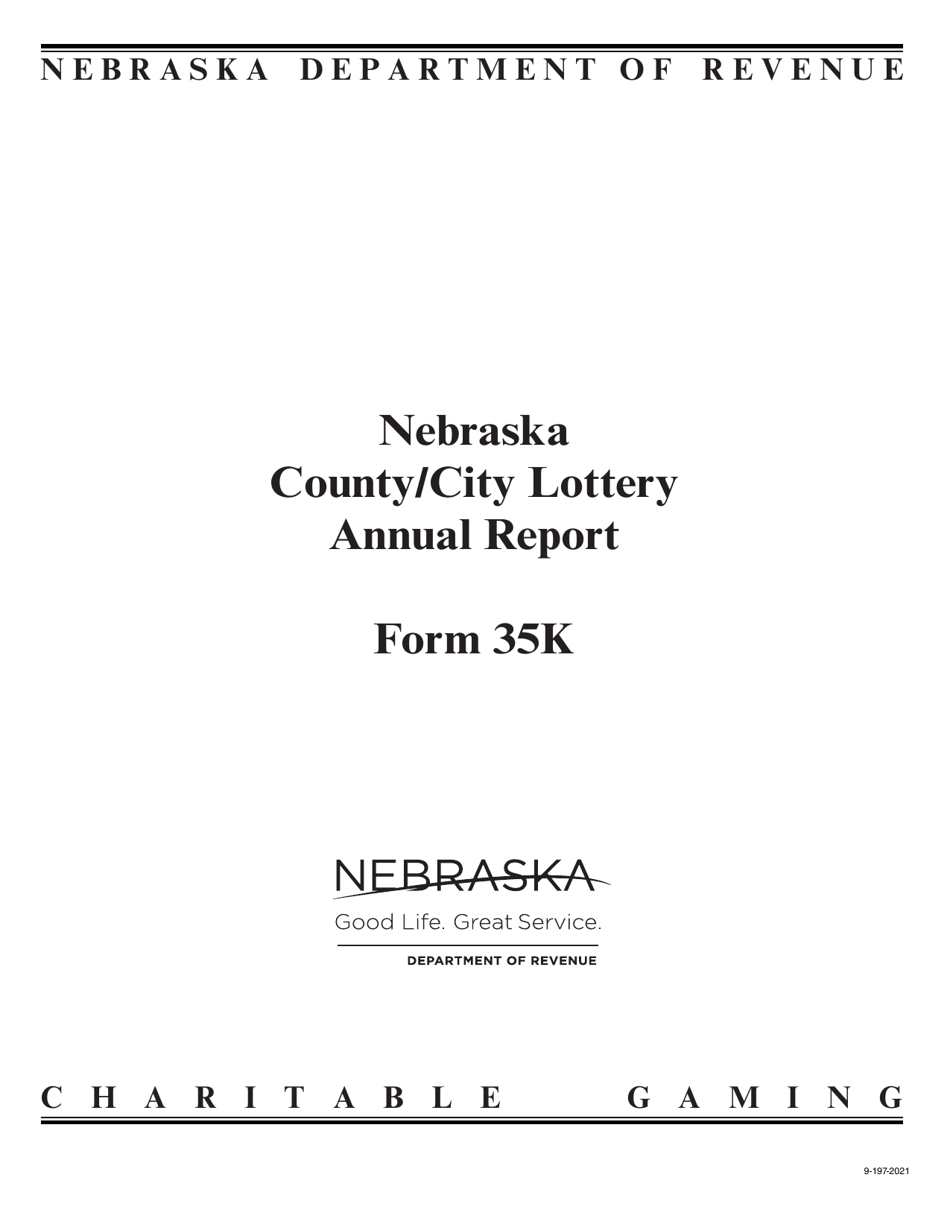 Form 35K Nebraska County / City Lottery Annual Report - Nebraska, Page 1