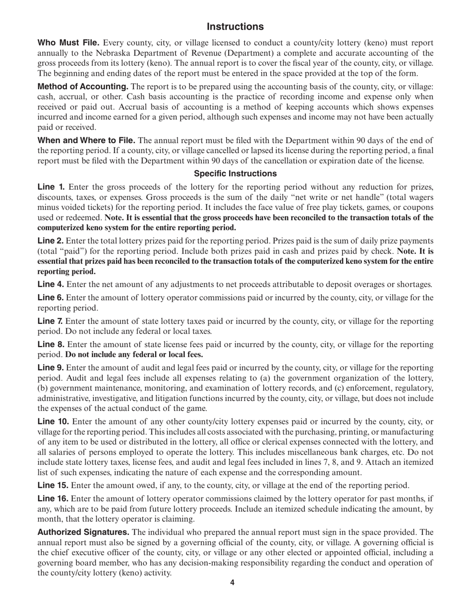 Form 35K Nebraska County / City Lottery Annual Report - Nebraska, Page 4