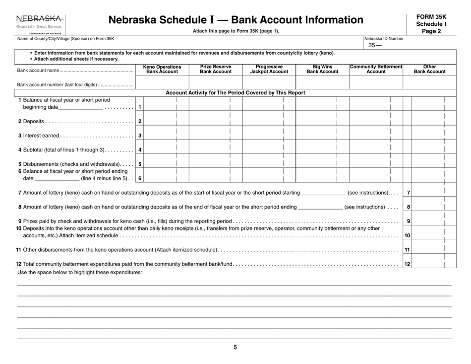 Form 35K Nebraska County / City Lottery Annual Report - Nebraska, Page 5