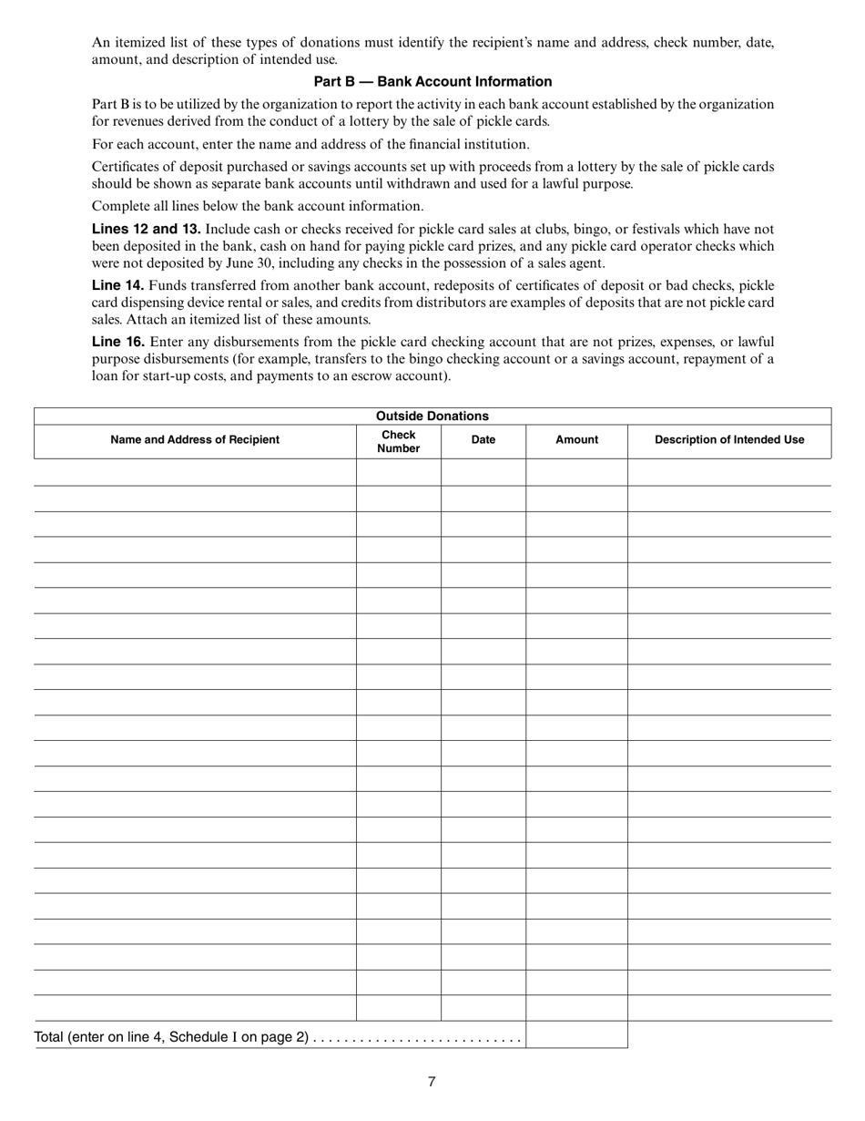 Form 35A Nebraska Lottery by Pickle Card Annual Report - Nebraska, Page 7