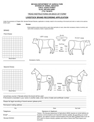 Livestock Brand Recording Application Form - Nevada