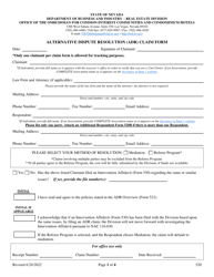 Form 520 Alternative Dispute Resolution (Adr) Claim Form - Nevada