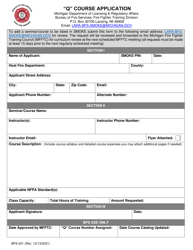 Form BFS-201 &quot;q&quot; Course Application - Michigan