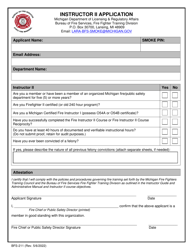 Form BFS-211 Instructor II Application - Michigan