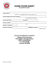 Form BFS-251 Exam Cover Sheet - Michigan