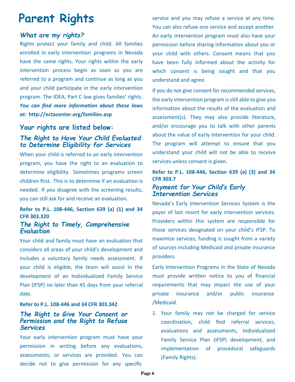 Nevada Early Intervention Services (Neis) Parent Handbook - Nevada, Page 10