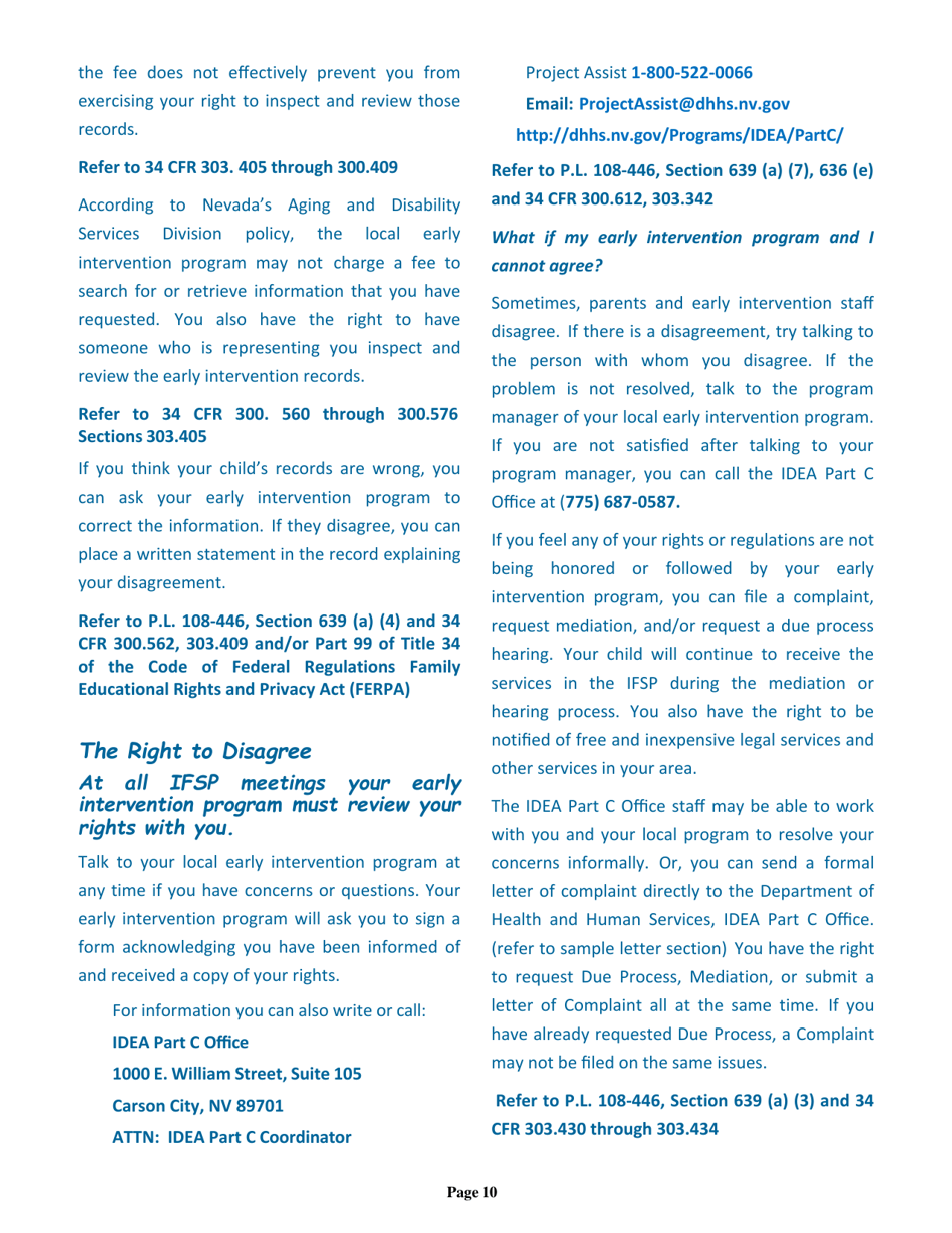 Nevada Early Intervention Services (Neis) Parent Handbook - Nevada, Page 14