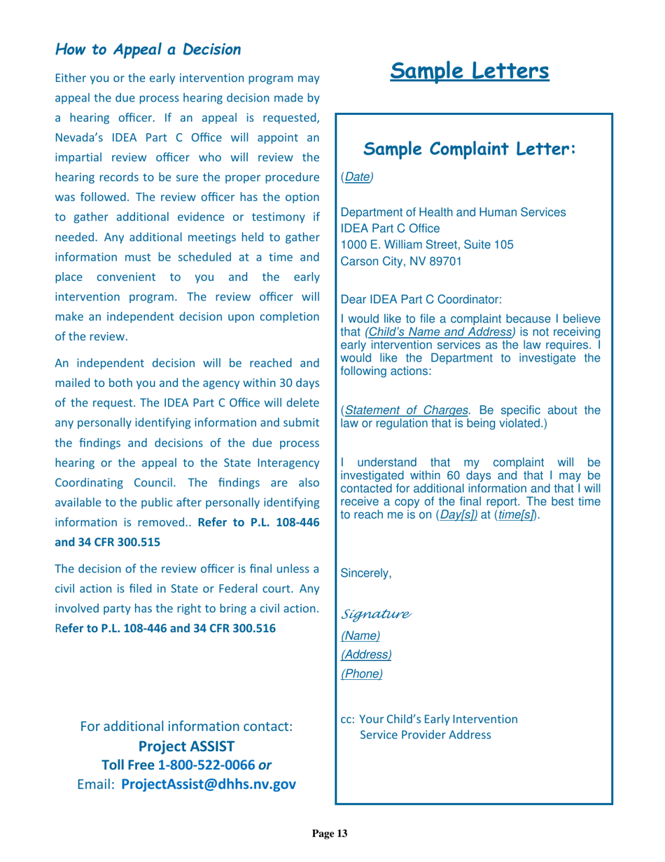 Nevada Early Intervention Services (Neis) Parent Handbook - Nevada, Page 17