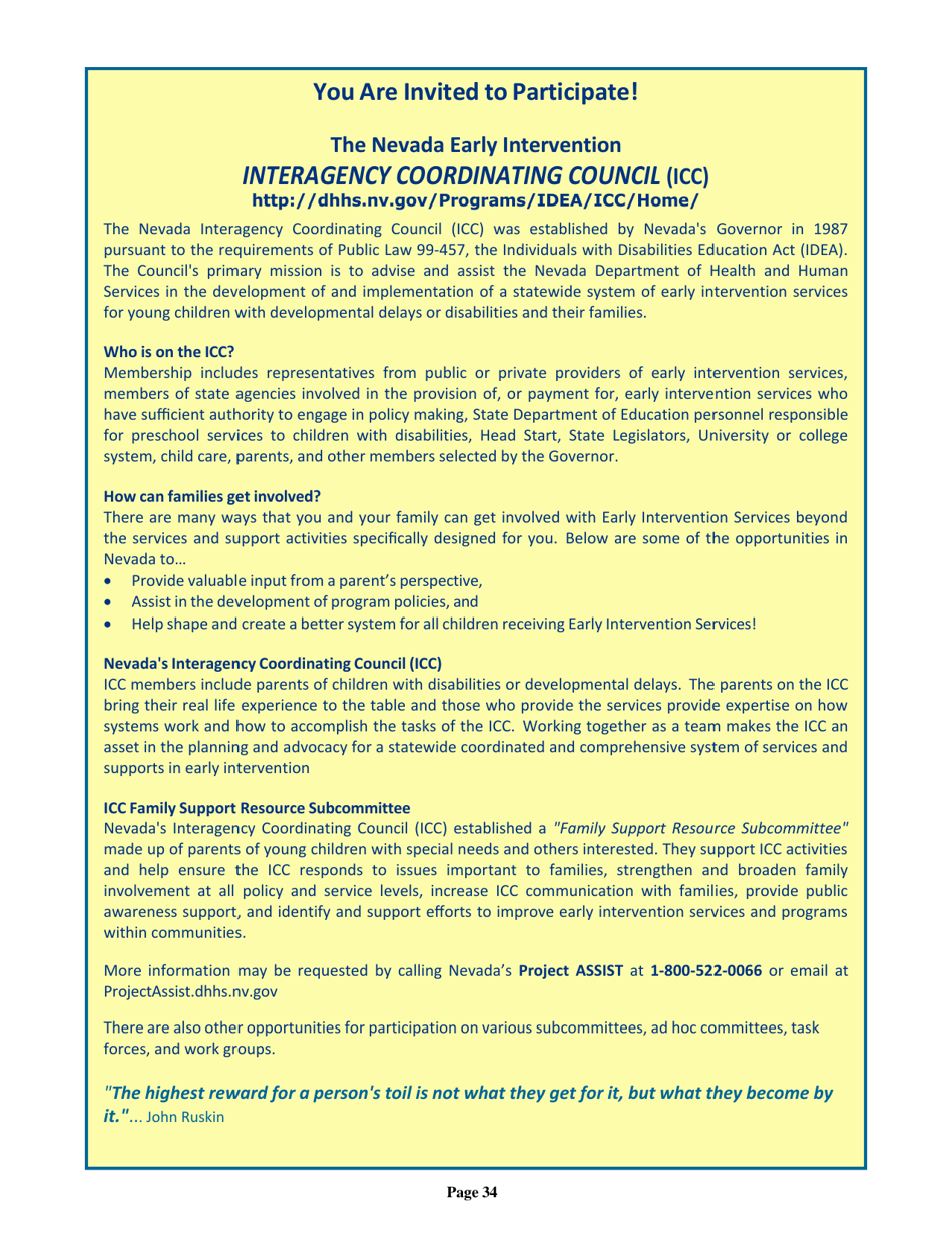 Nevada Early Intervention Services (Neis) Parent Handbook - Nevada, Page 38