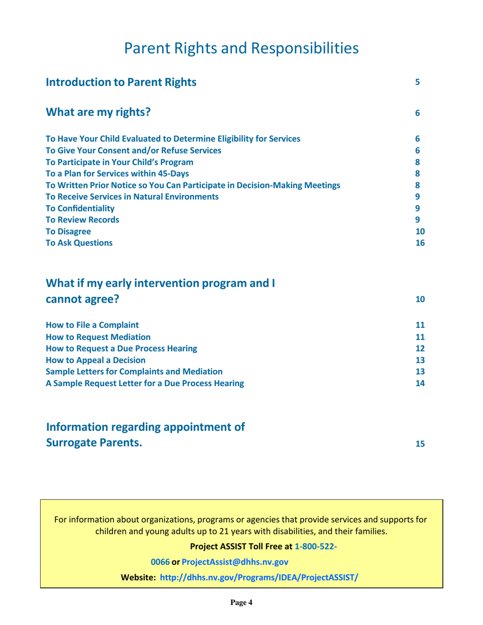 Nevada Early Intervention Services (Neis) Parent Handbook - Nevada, Page 8