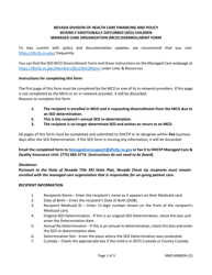 Document preview: Form NMO-6080 Severely Emotionally Disturbed (Sed) Children Managed Care Organization (Mco) Disenrollment Form - Nevada