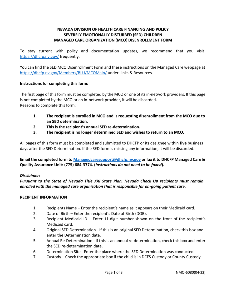 Form NMO-6080 - Fill Out, Sign Online and Download Fillable PDF, Nevada ...