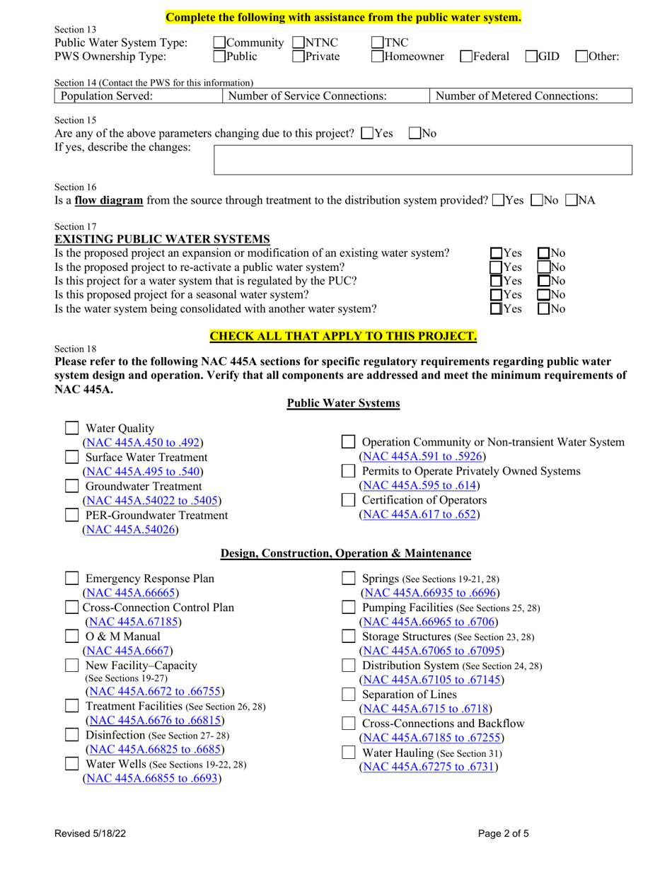 Application for Approval of Water Project - Nevada, Page 2
