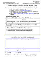 Document preview: Central Registry Sealing of Records Request Form - Nevada