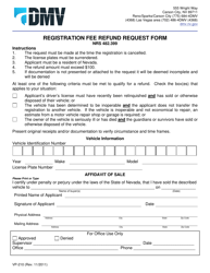 Document preview: Form VP-210 Registration Fee Refund Request Form - Carson City, Nevada