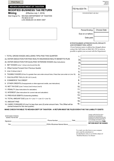 Form TXR-023.02  Printable Pdf
