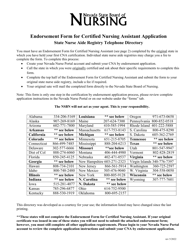 &quot;Endorsement Form for Certified Nursing Assistant Application&quot; - Nevada